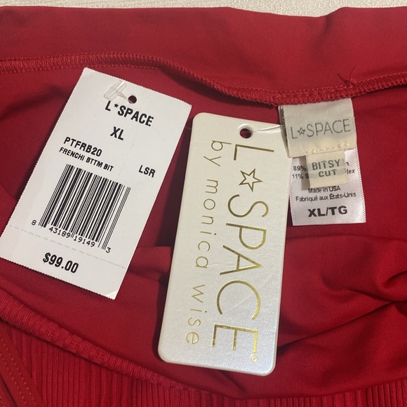 L*SPACE Women's FRENCH BOTTOM BITSY Ribbed Bikini Bottom Size XL - Picture 5 of 6